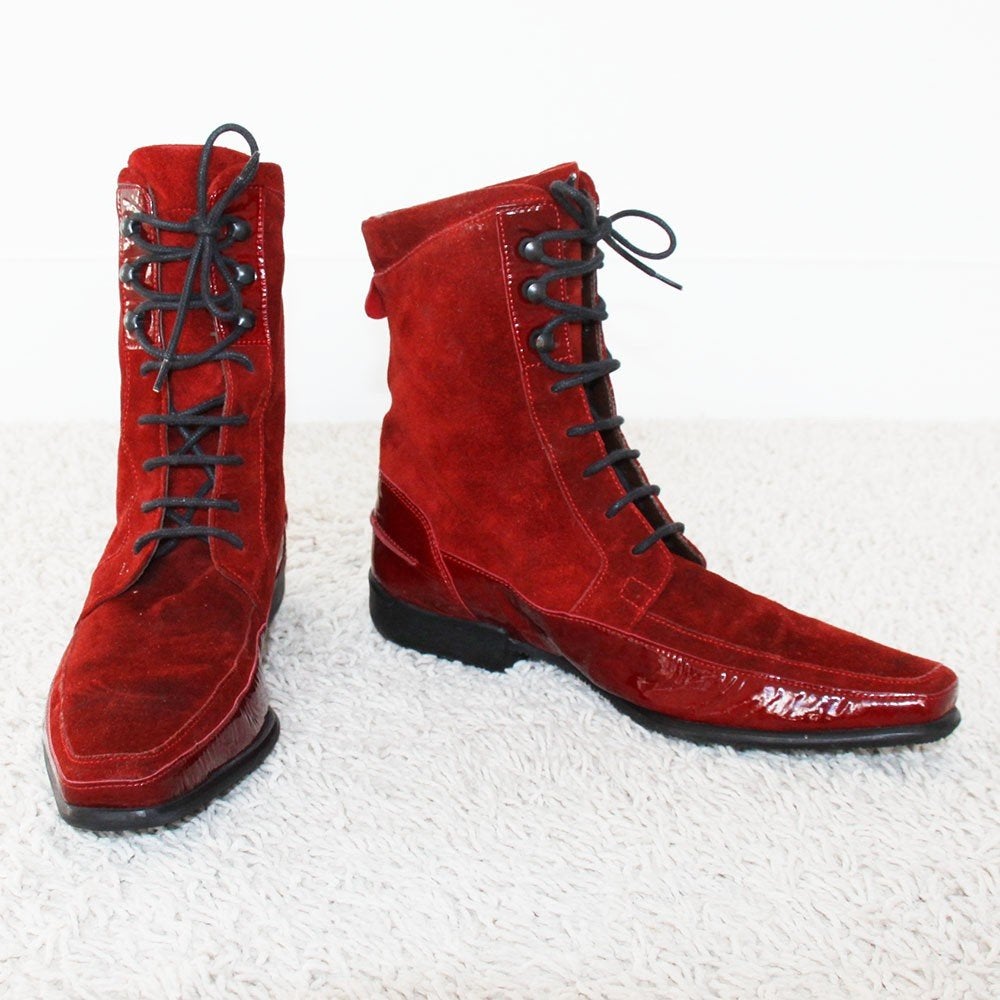 Rode Suede Floris Van Bommel Laarzen s28 (Maat 38) € 95,-, Hoge laarzen, Floris van Bommel, Nieuw, Ophalen of Verzenden
