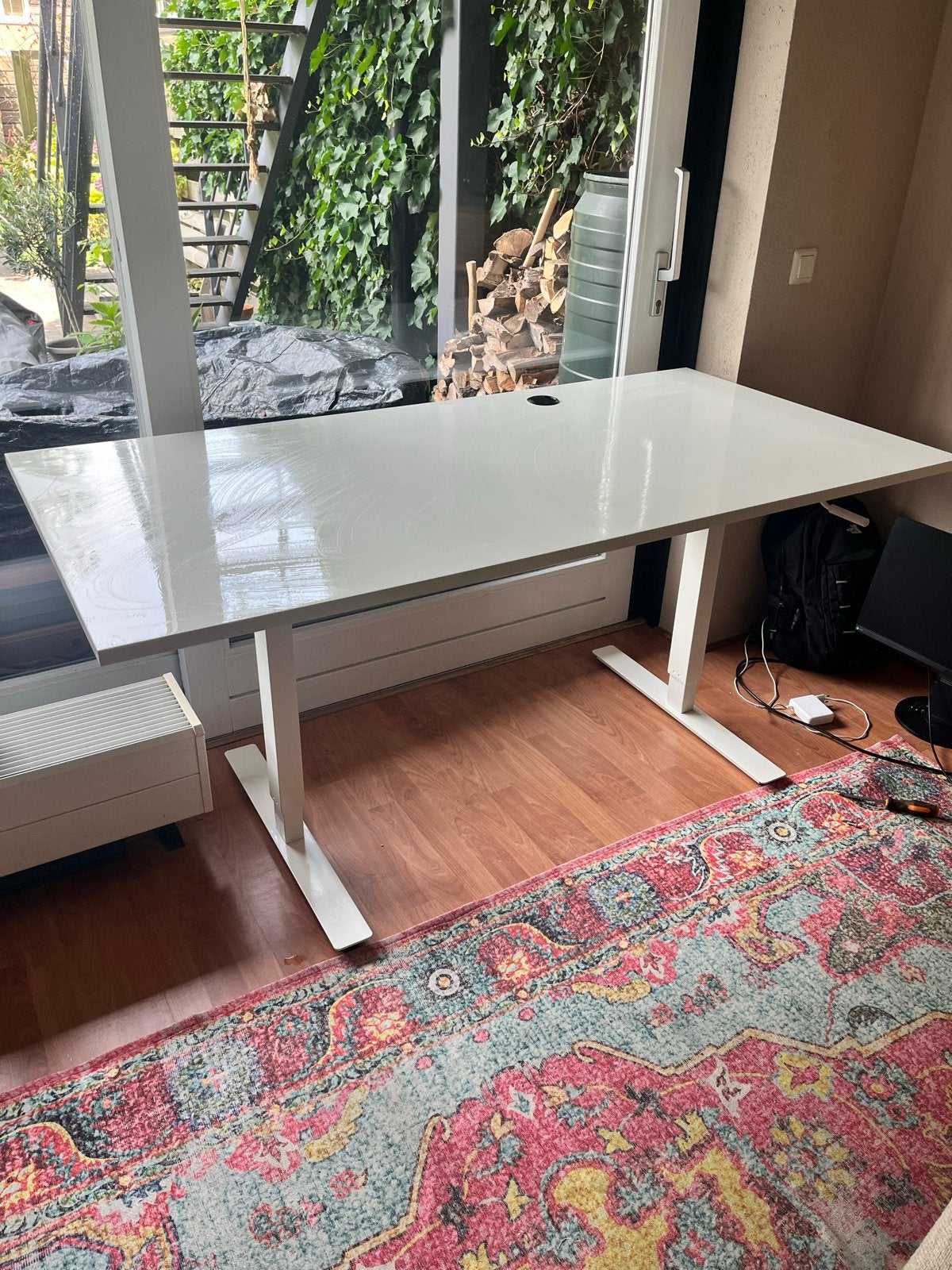 IKEA Skarsta Zit-sta bureau wit, Ophalen, Zit-sta bureau, Gebruikt, Spaanplaat of MDF