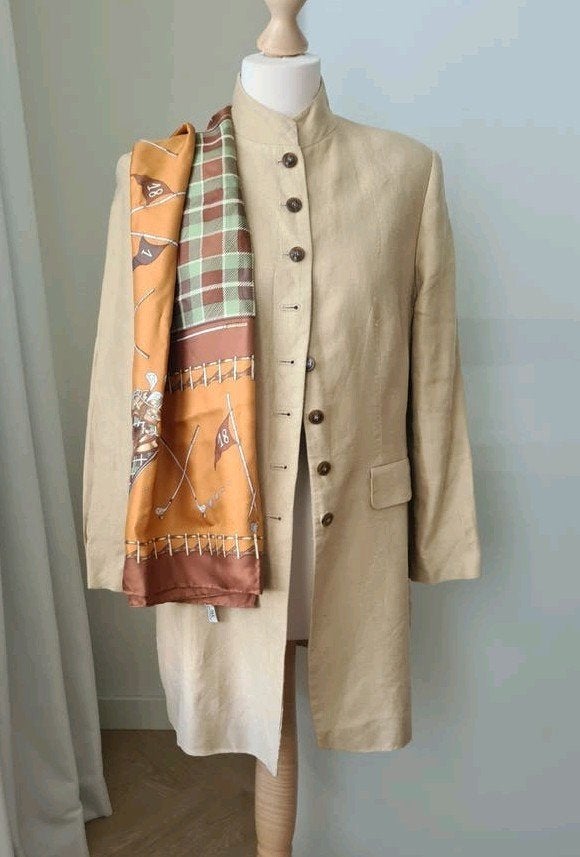 PURDEY FAR HILLS PAUW STIJL LINNEN BLAZER(JAS) M, Maat 38/40 (M), Verzenden, Beige, Zo goed als nieuw