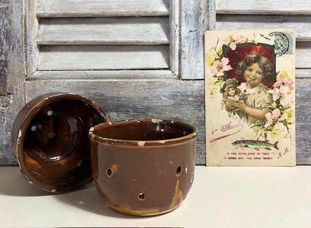 Set terracotta kleurige aardewerk kaasmallen warm bruin, Antiek en Kunst, Ophalen of Verzenden