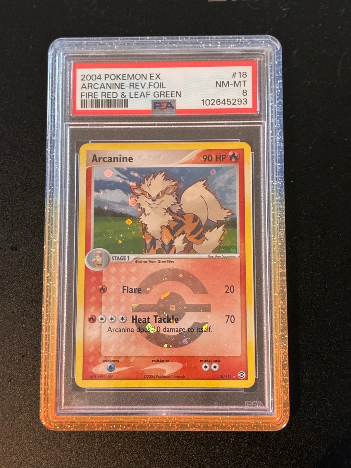 Arcanine #18 | PSA 8 | Reverse Foil | Fire red & Leaf green, Ophalen of Verzenden, Zo goed als nieuw, Losse kaart, Foil