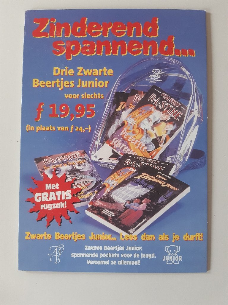 R.L. Stine Reclameobjecten Display en rugtas zwarte beertjes, Ophalen of Verzenden, Zo goed als nieuw, Fictie