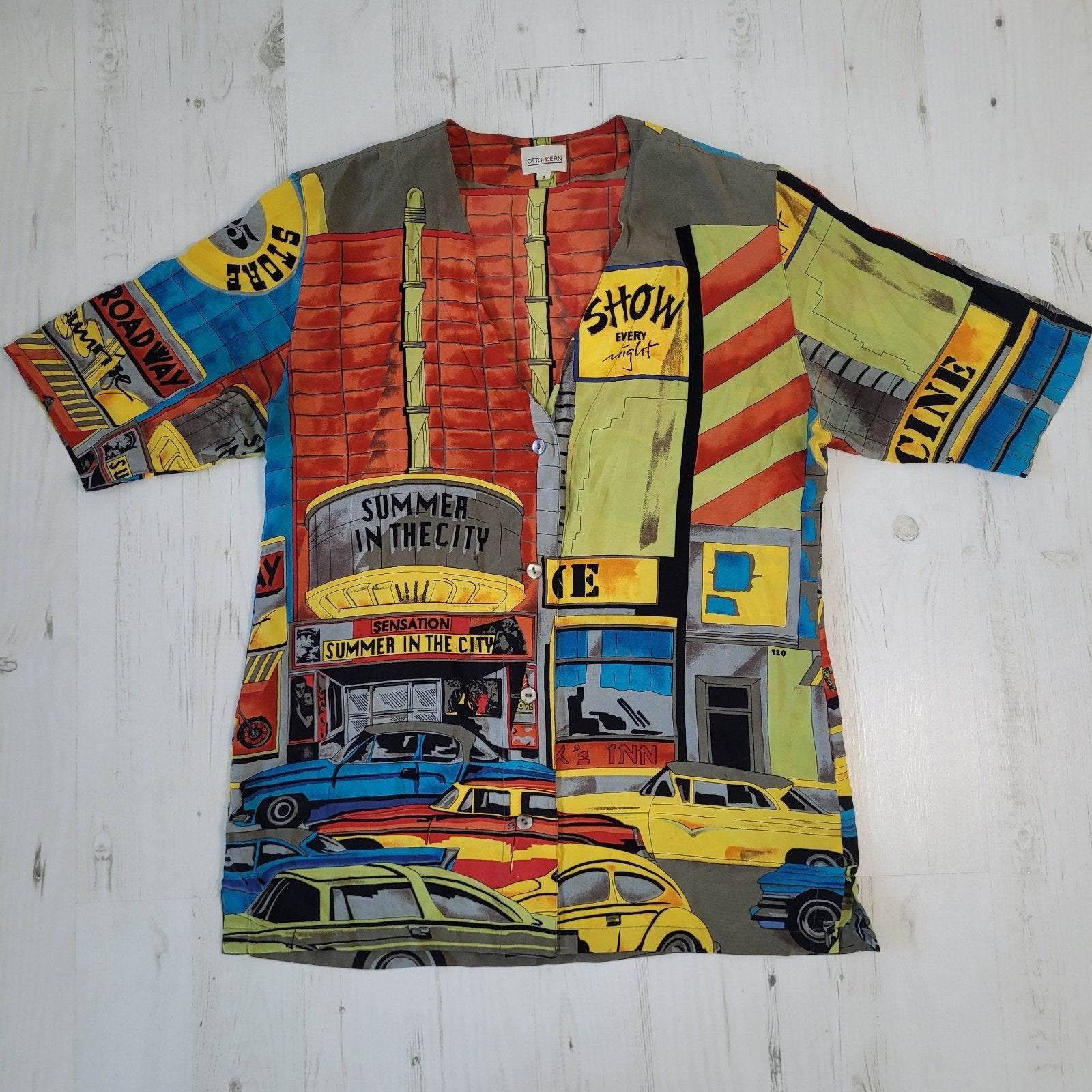 Otto Kern blouse L / 3 100% zijde korte mouwen, Meerkleurig, Ophalen of Verzenden, Zo goed als nieuw, Maat 42/44 (L)