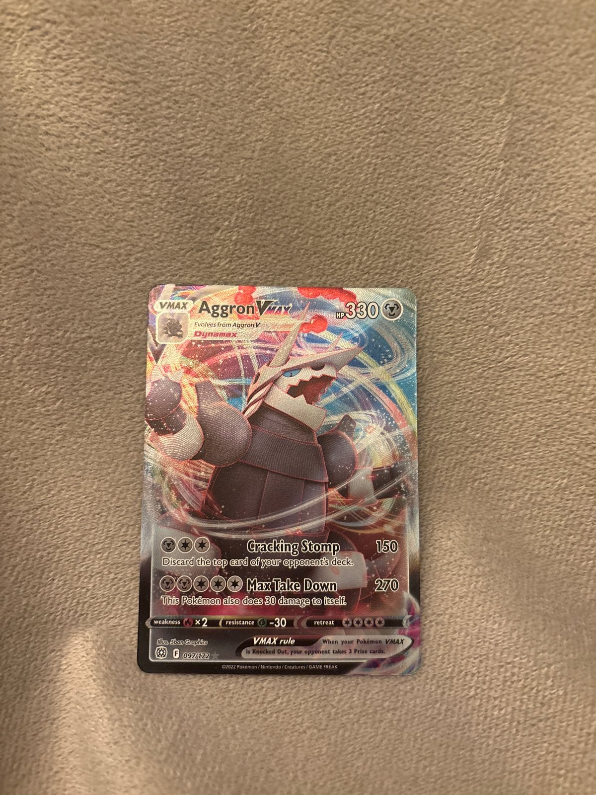 Aggron VMAX Pokémon kaart (met hoesje), Verzenden, Zo goed als nieuw, Losse kaart