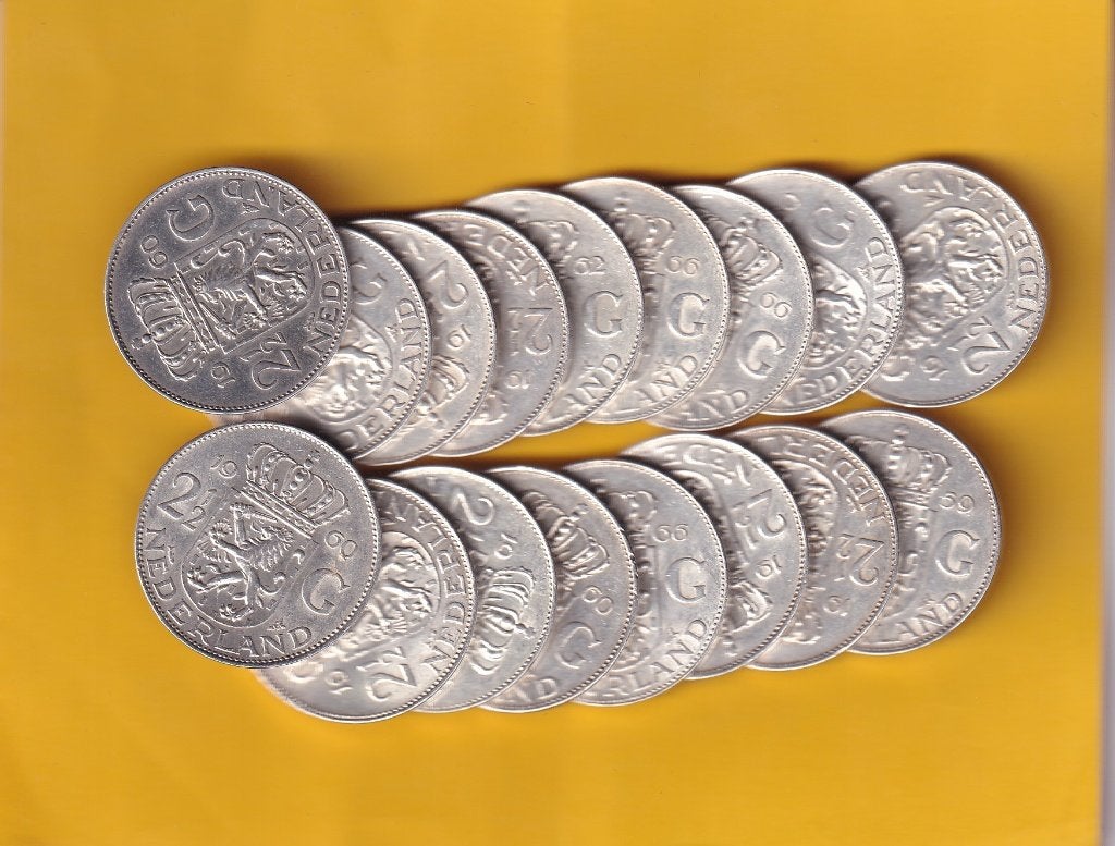 17 Koningin Juliana Rijksdaalders Divers, Verzenden, Koningin Juliana, 2½ gulden, Losse munt