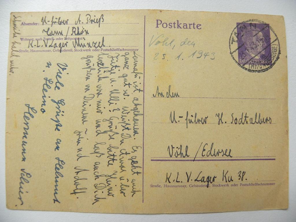 Briefkaart Duitse rijk 1943, Postzegels en Munten, Ophalen of Verzenden, Briefkaart