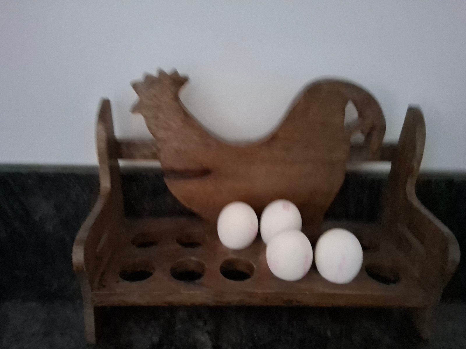 Houten eierrekje in de vorm van een kip, Hout, Gebruikt, Ophalen of Verzenden, Landelijk