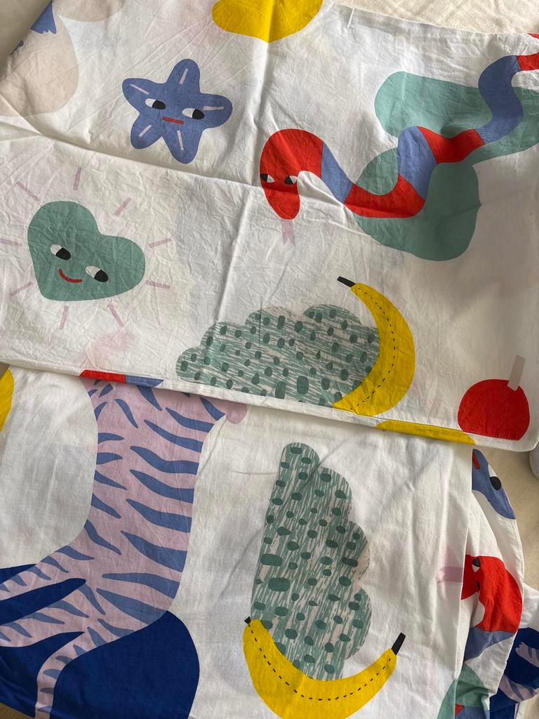 H&M Home Dekbedovertrek met vrolijke print - Zo goed als nie, Ophalen of Verzenden, Zo goed als nieuw