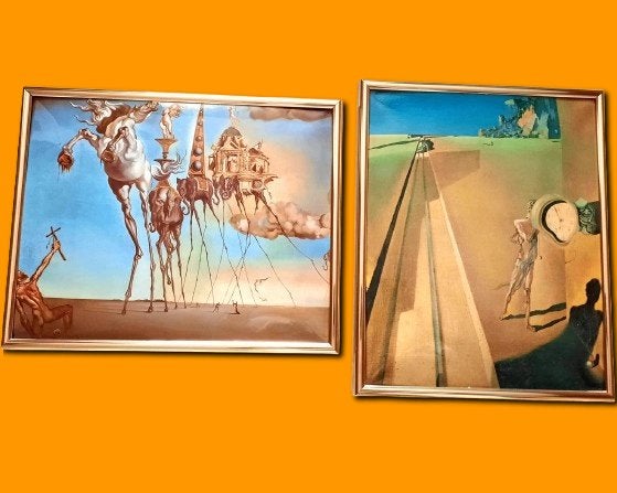 Twee kunstafdrukken op metaal van Salvador Dali jaren 90, Ophalen of Verzenden