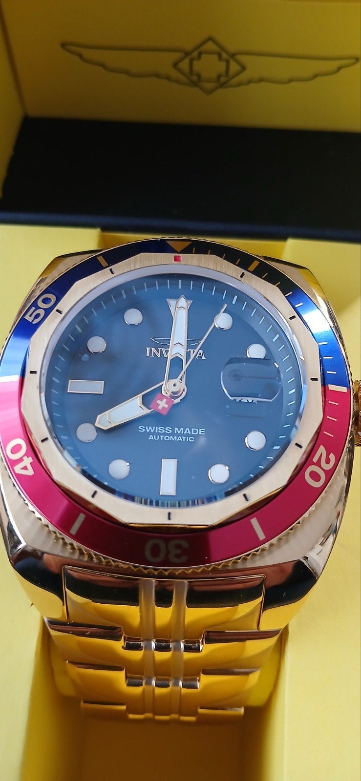 invicta herenhorloge Swiss made automatisch uurwerk, Sieraden, Tassen en Uiterlijk, Horloges | Heren, Ophalen, Nieuw, Staal, Overige merken