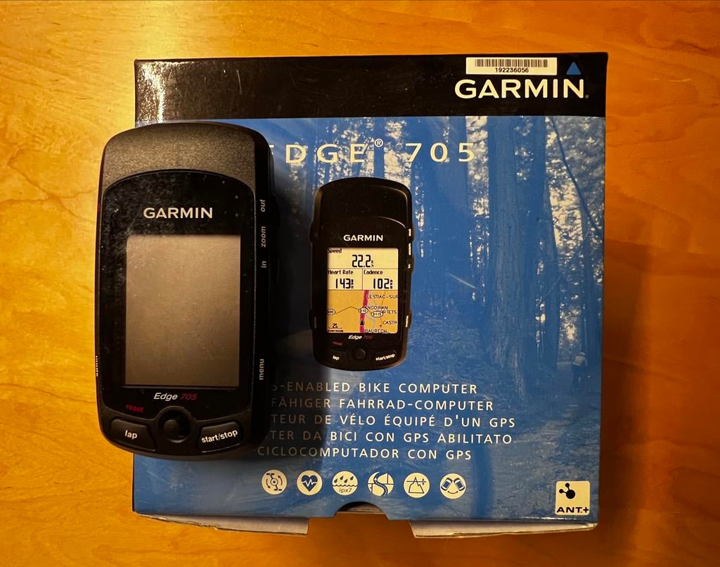 Garmin Edge 705 GPS Fietscomputer - Compleet met Doos, Fietsen en Brommers, Fietsaccessoires | Fietscomputers, Gebruikt, GPS, Ophalen of Verzenden