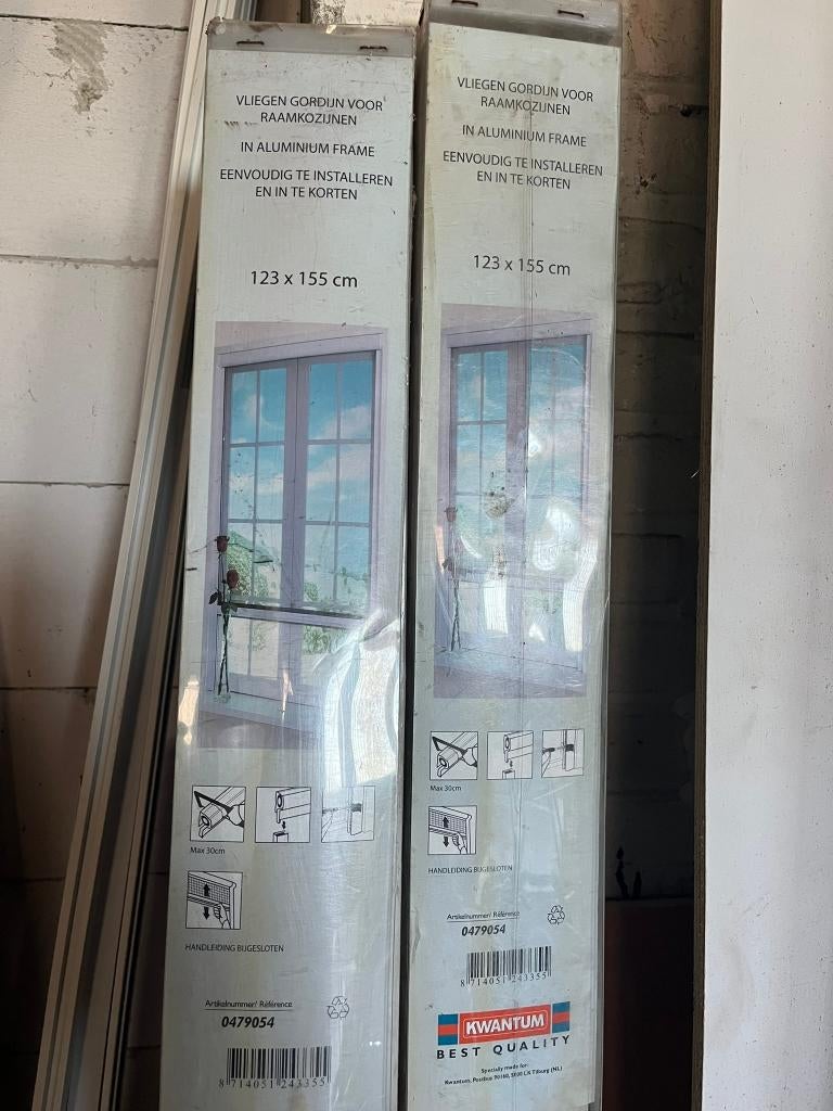 Verstelbaar Horren 2 X voor raamkozijn max. 123 x 155 cm, Ophalen, 120 cm of meer, Overige typen, Minder dan 200 cm