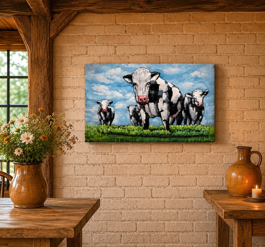 KOEIEN / 3D / PRIJS 195 EURO /METAAL /schilderij / opruiming, Schilderij, 80 cm, Nieuw, 120 cm