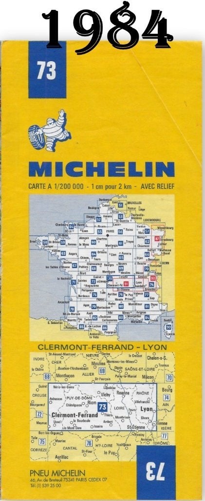 pl04 - Plattegrond Michelin nr 73 - Clermont - Ferrand(1984), Boeken, Gelezen, Frankrijk, Ophalen of Verzenden, Landkaart