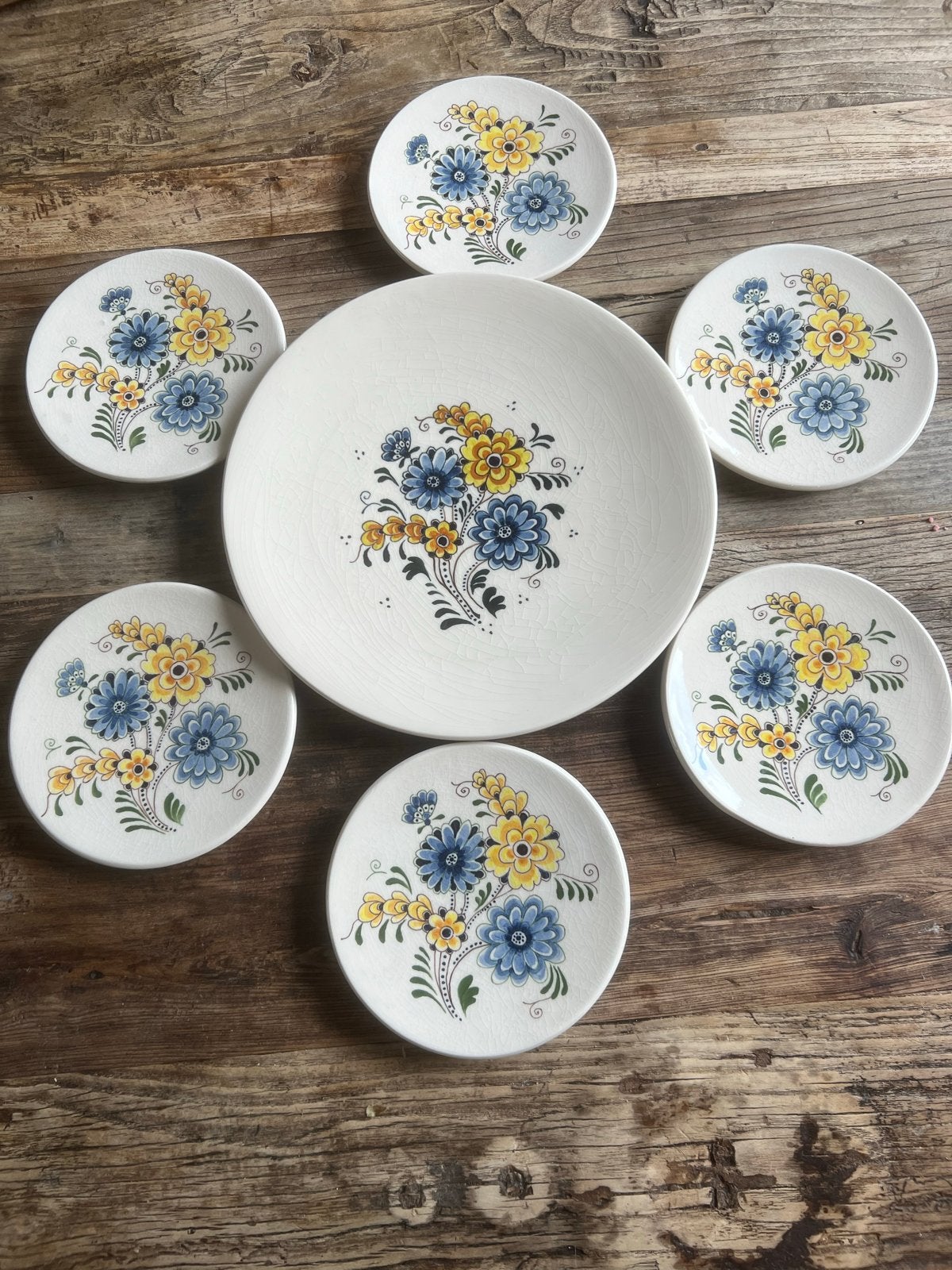 Vintage handgeschilderde borden set - Den Haag 1981, Antiek en Kunst, Antiek | Servies los, Ophalen