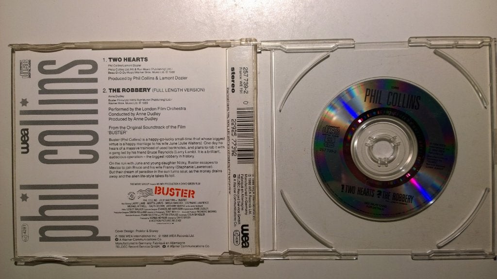 Phil Collins - Two Hearts, Maxi-single, Ophalen of Verzenden, Zo goed als nieuw, 1 single