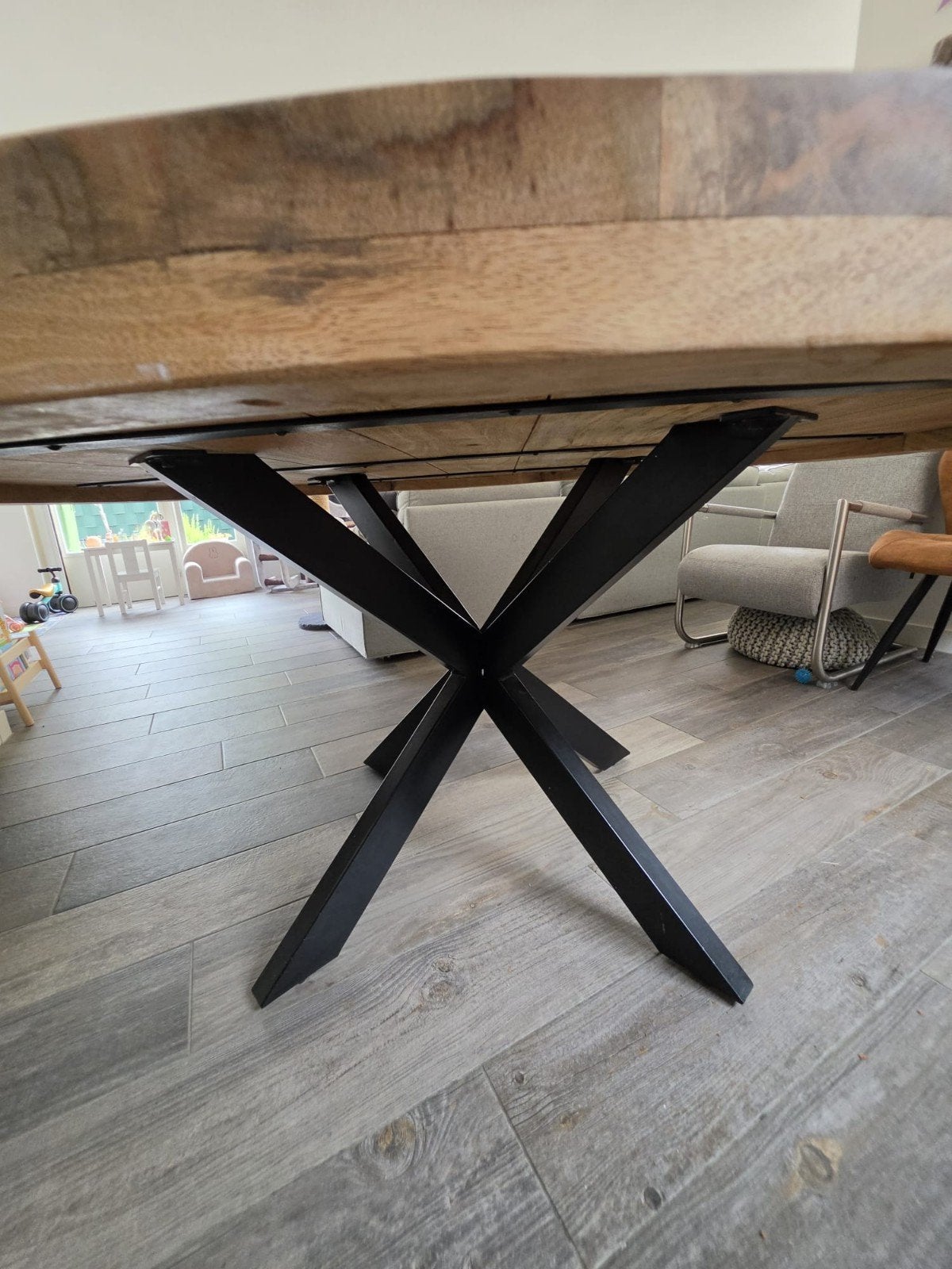 Mooie Ronde eettafel van mangohout, Ophalen, 50 tot 100 cm, 150 tot 200 cm, Rond