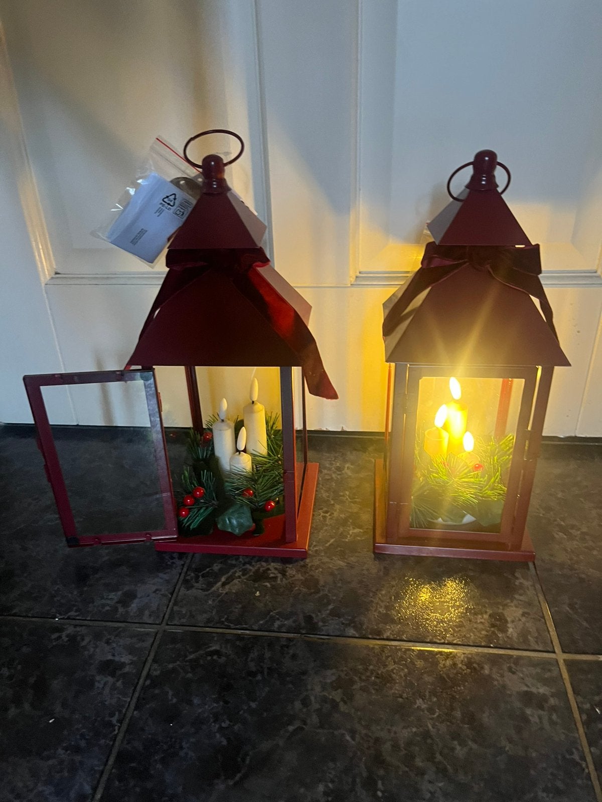 Lantaarn Rood met verlichting, hoog 35 cm, Ophalen of Verzenden, Nieuw