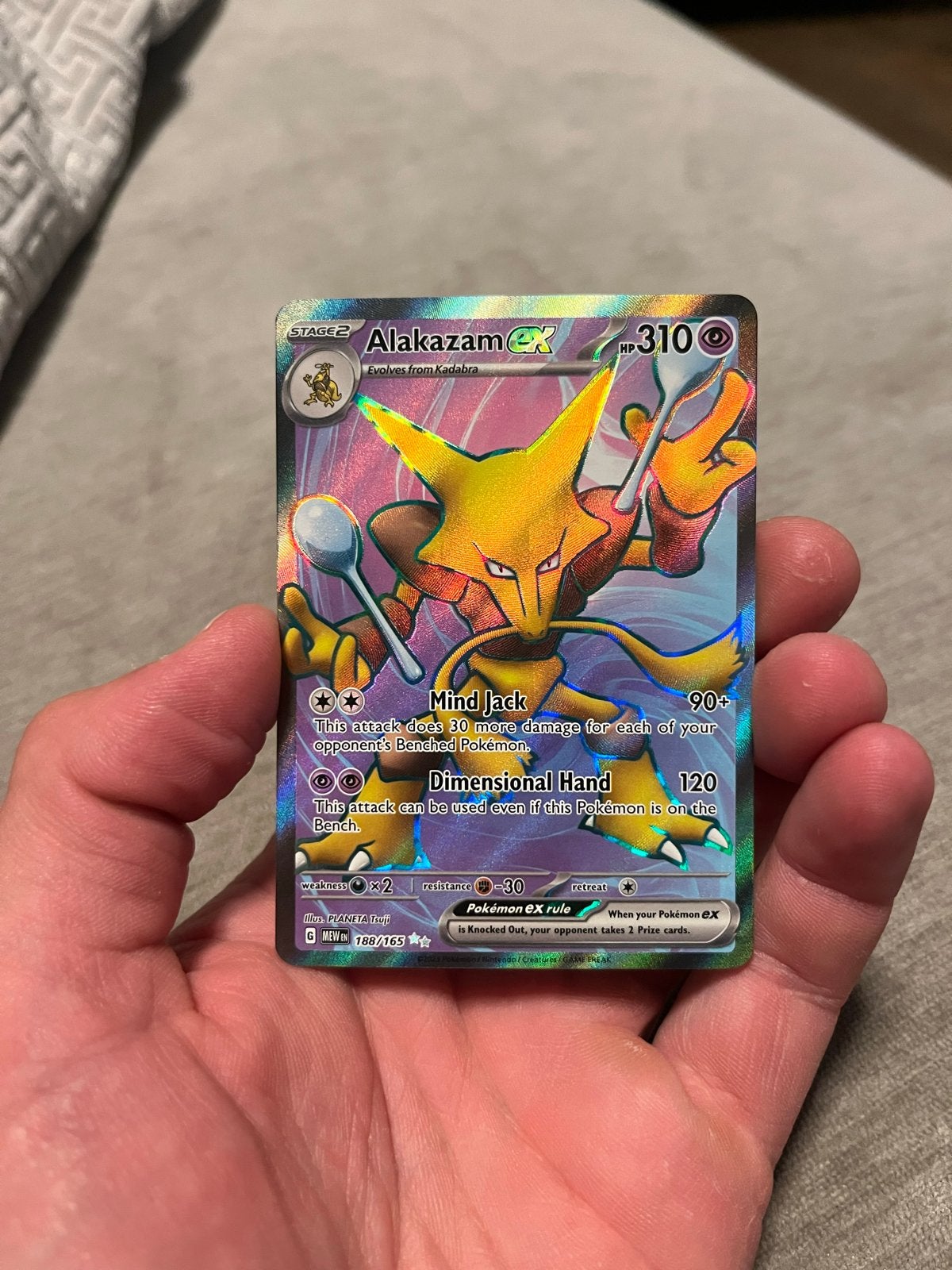 Alakazam ex 188/165 Pokémon kaart - Zo goed als nieuw, Ophalen, Zo goed als nieuw, Losse kaart, Foil