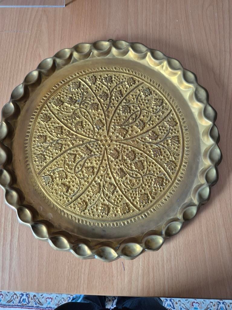 Koperen bord, Ophalen of Verzenden, Zo goed als nieuw, Rond, Metaal