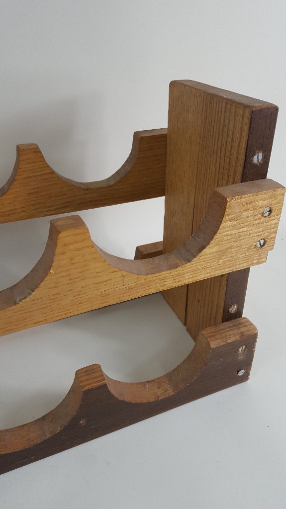 Vintage staand houten wijnrek voor 10 flessen. S6, Tweedehands verkoop, Tweedehands verkoop, Gebruikt, Ophalen of Verzenden