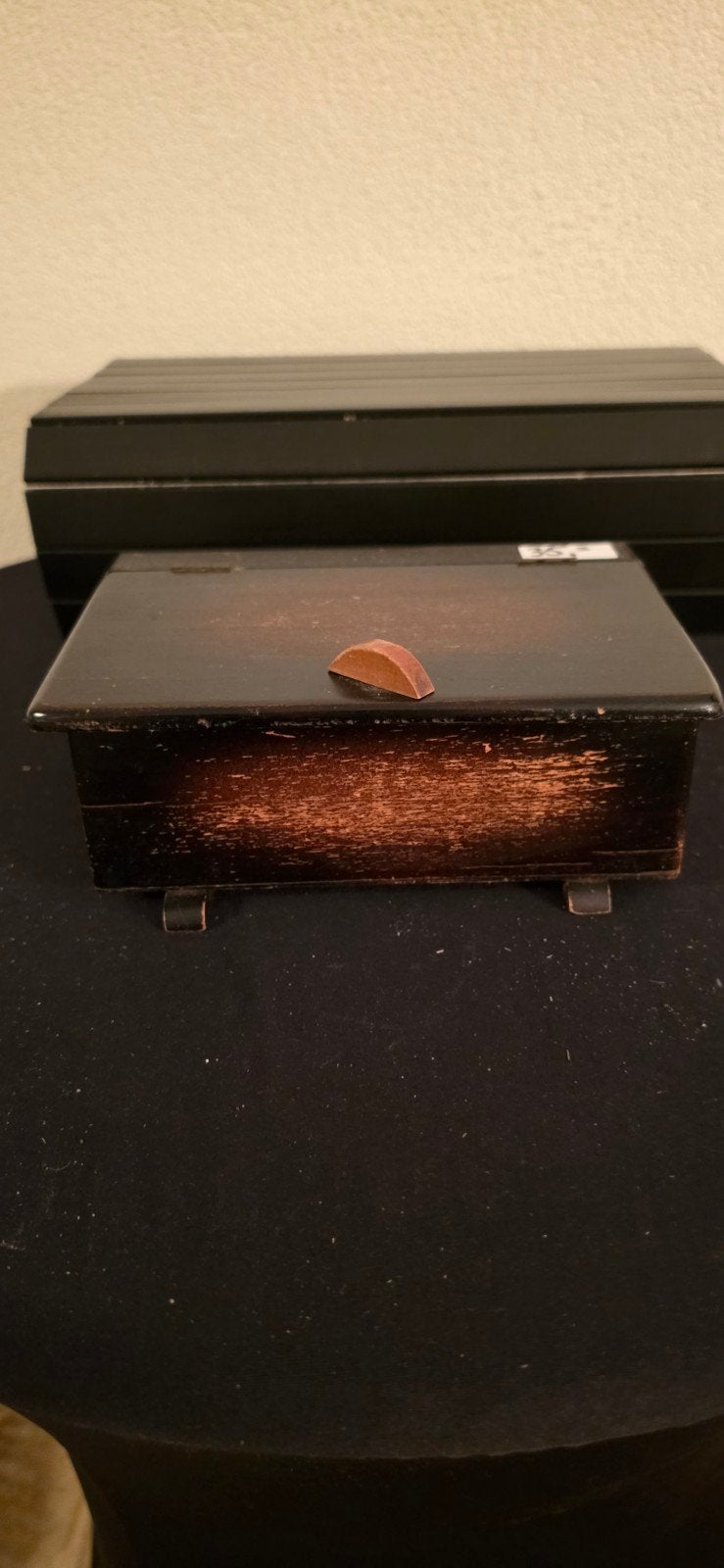 Antieke houten naaidoos met inhoud, Ophalen of Verzenden