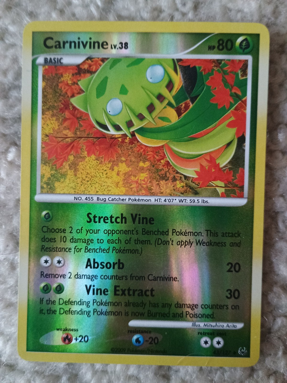 Carnivine reverse holo 43/127 pokemon kaart, Ophalen of Verzenden, Zo goed als nieuw, Losse kaart, Foil