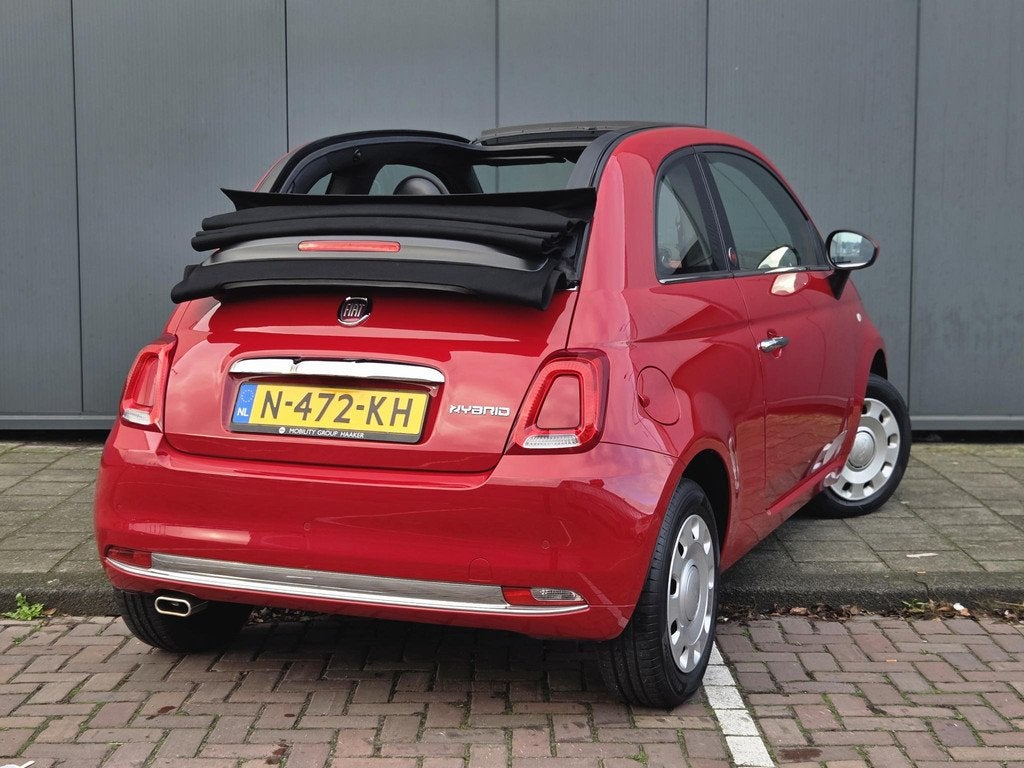 Fiat 500C Hybrid RED Cabrio | Apple-Android | Parkeersensore, Auto's, Stof, Cabriolet, 4 stoelen, Origineel Nederlands