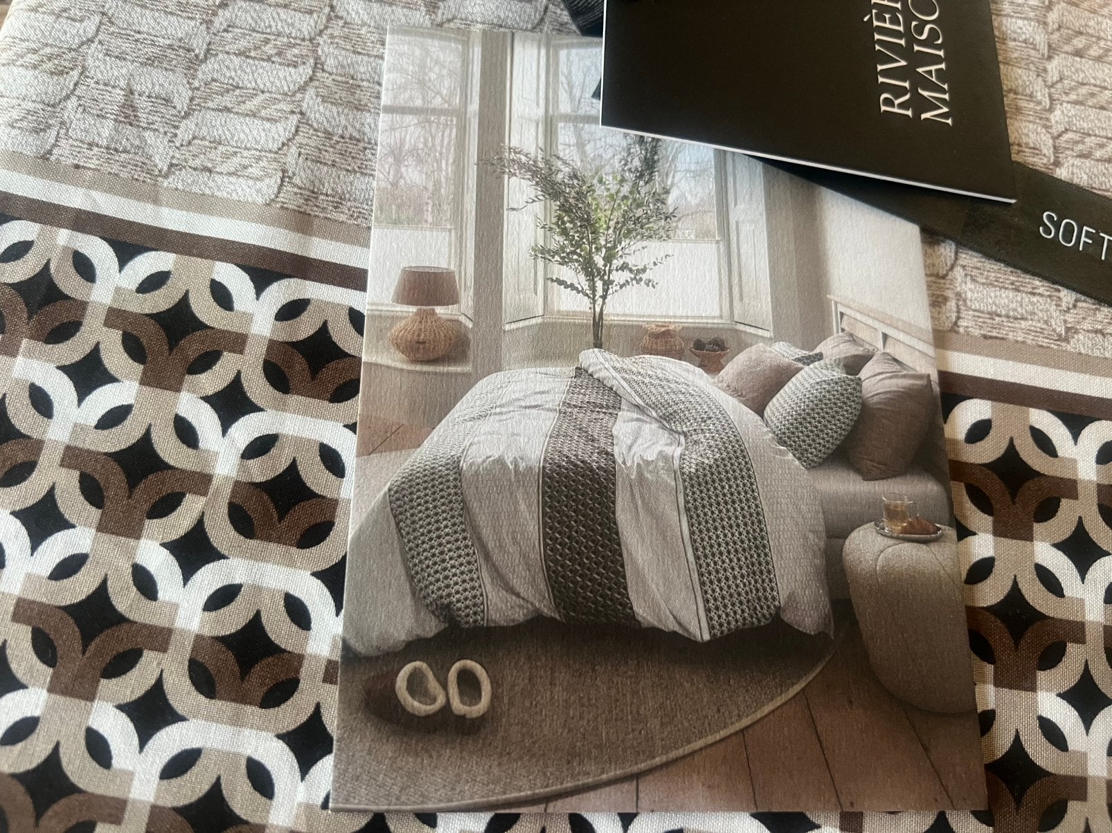 Riviera Maison “Lawrence Brown” 140x200/220 cm   NIEUW, Eenpersoons, Bruin, Verzenden, Dekbedovertrek