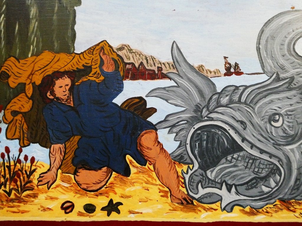 Hindeloopen dienblad serveerblad met Jonas Jona en de walvis, Antiek en Kunst, Ophalen of Verzenden