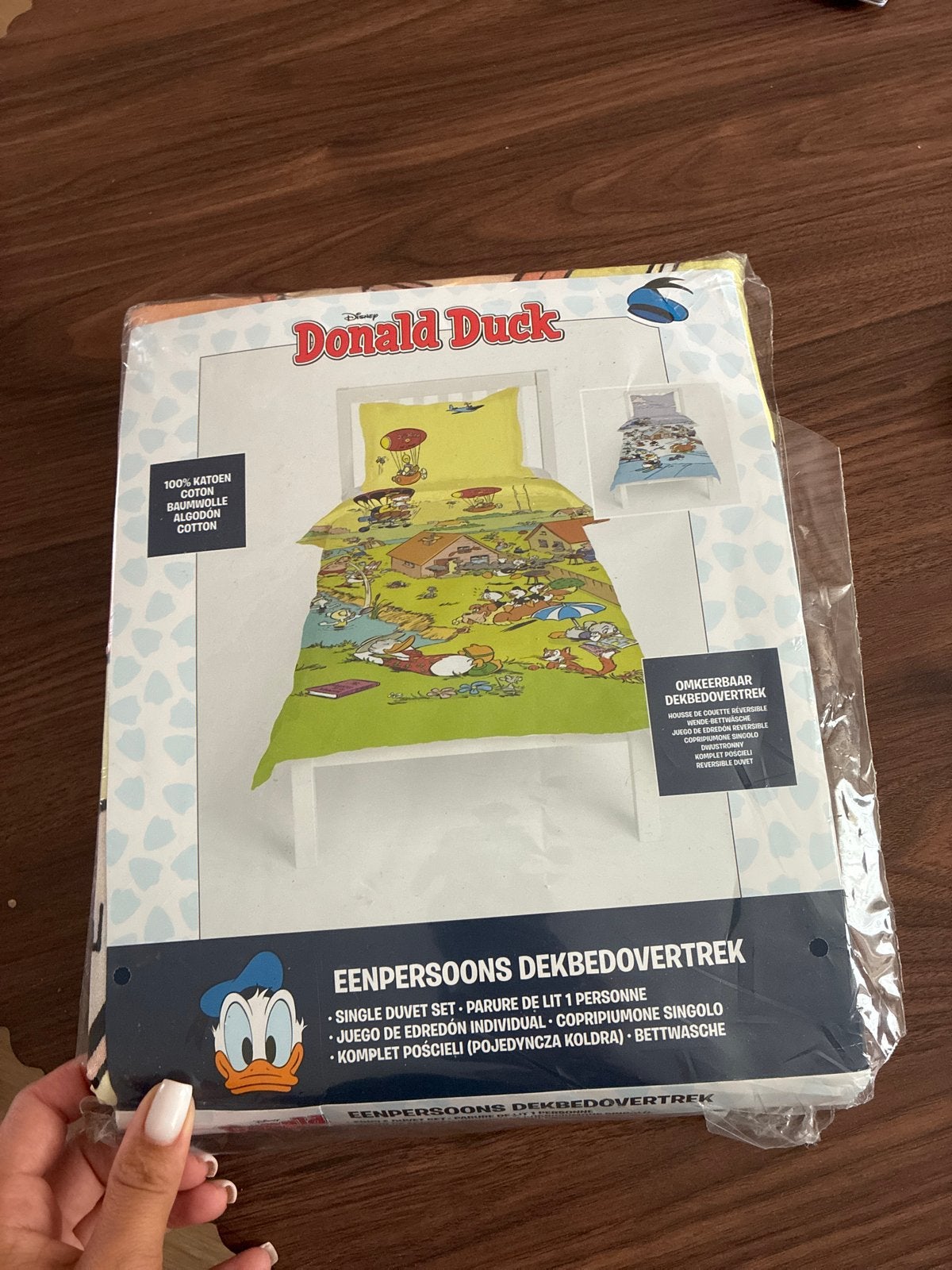 Donald Duck Dekbedovertrek 140x200 Eenpersoons, Overige merken, Nieuw, Ophalen of Verzenden, Wasbaar