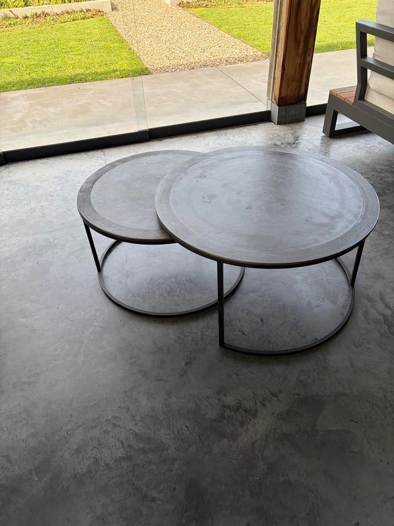 Salontafel set - metaal, Huis en Inrichting, Tafels | Salontafels, Zo goed als nieuw, 50 tot 100 cm, Rond, Metaal, Ophalen