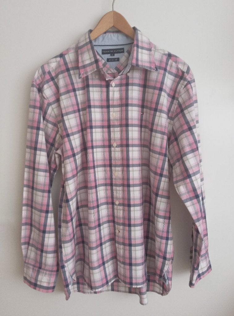 Tommy Hilfiger roze geruit overhemd, maat XL, Oosterveldweg 15, 7274 DZ, Verzenden, Tommy Hilfiger, Nieuw