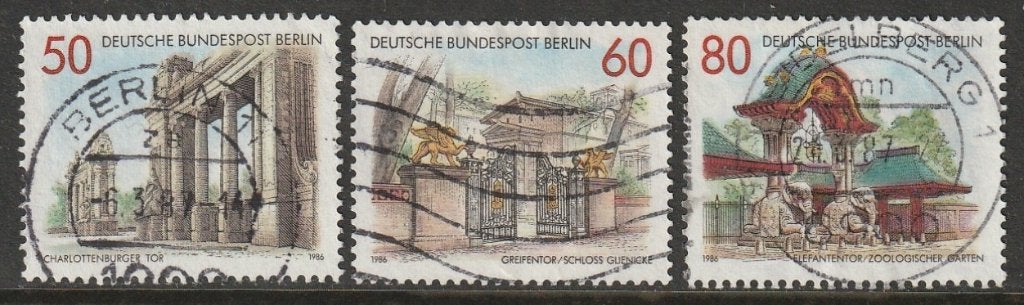 Berlijn 1986 761/763 Berlijnse Poorten/Toren, Gest, Ophalen of Verzenden, Overige periodes, Gestempeld