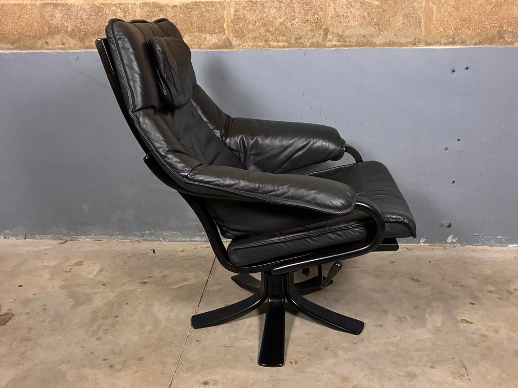 Skalma Deens design leder draaifauteuil hocker, Ophalen, G, G, 75 tot 100 cm