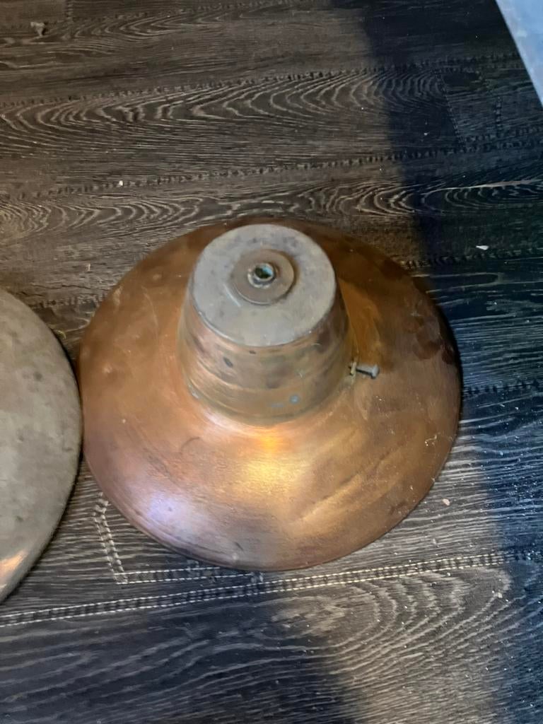 Koperen hanglampen vintage oldskool, Ophalen of Verzenden, Zo goed als nieuw, Rond, 25 tot 50 cm