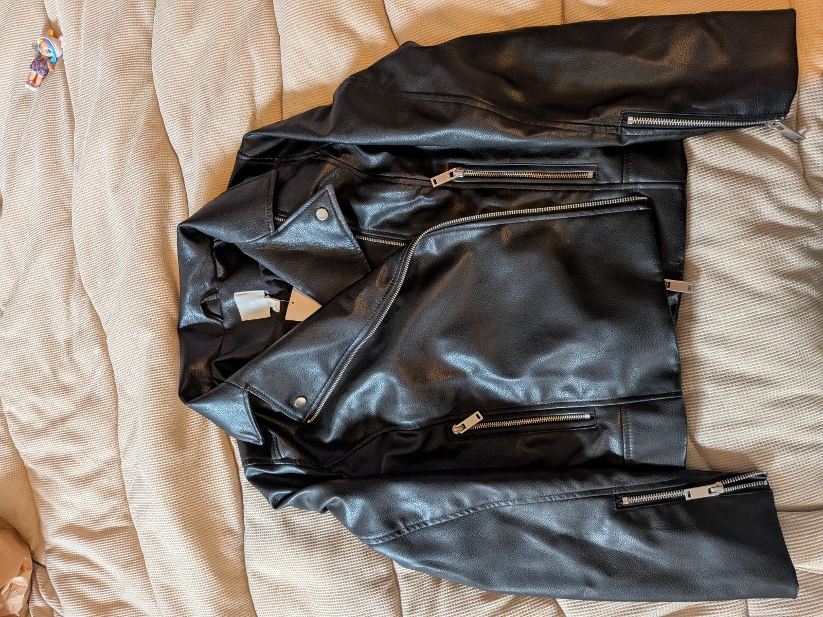 Leren Bikerjack Maat 46, H&M, Zwart, Maat 46/48 (XL) of groter, Nieuw