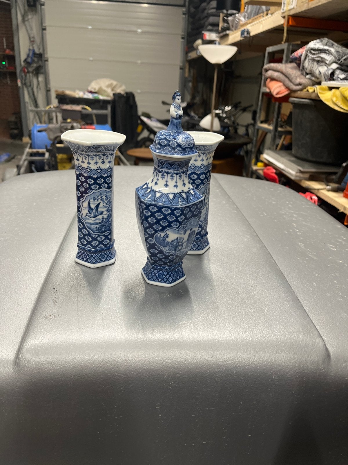 Set van 3 Delfts Blauw vazen, decor 728, Ophalen