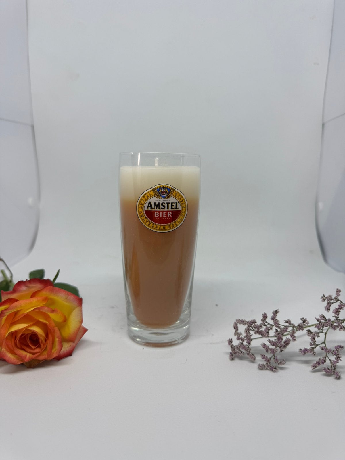 Zelfgemaakte amstel bierkaars., Verzamelen, Ophalen of Verzenden, Nieuw, Glas of Glazen, Amstel