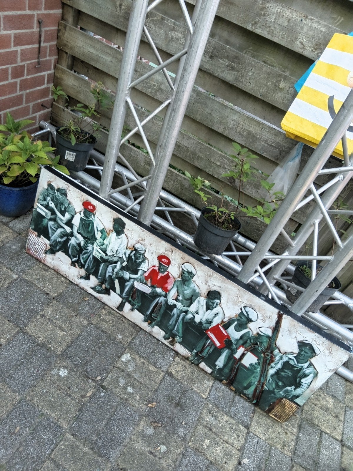Uniek handgemaakt schilderij:, Ophalen, Figuren, Hout, Handgeschilderd
