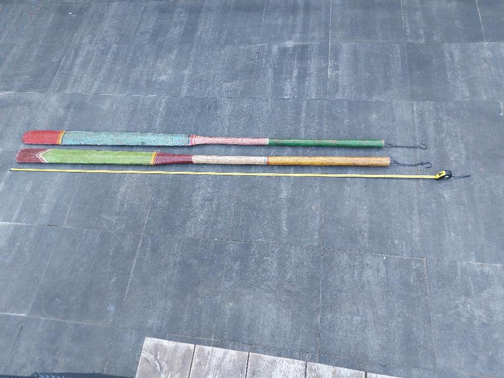 Vintage houten peddels of roeispanen 283 cm, Watersport en Boten, Ophalen, Zo goed als nieuw, Enkelbladige peddel