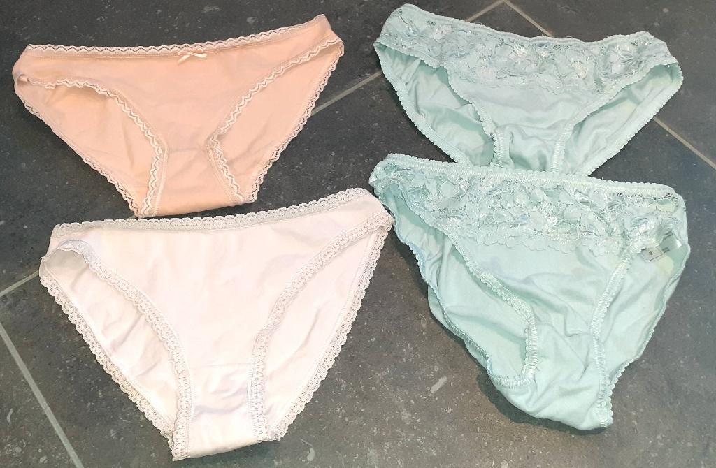 slip set 4 met kant Zeeman M, Ophalen of Verzenden, Zwart, Slip
