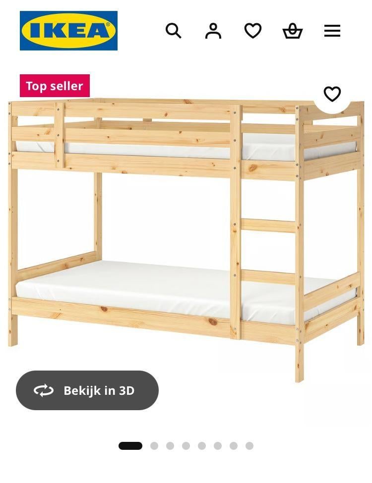 IKEA stapelbed - massief grenen, 90x200 cm, Ophalen, Gebruikt, 90 cm, 160 tot 180 cm