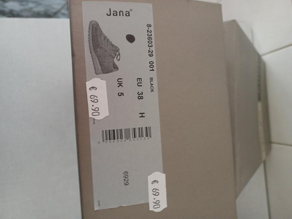 Jana zwarte sneakers met luipaardprint, maat 38, Jana, Zwart, Nieuw, Ophalen of Verzenden