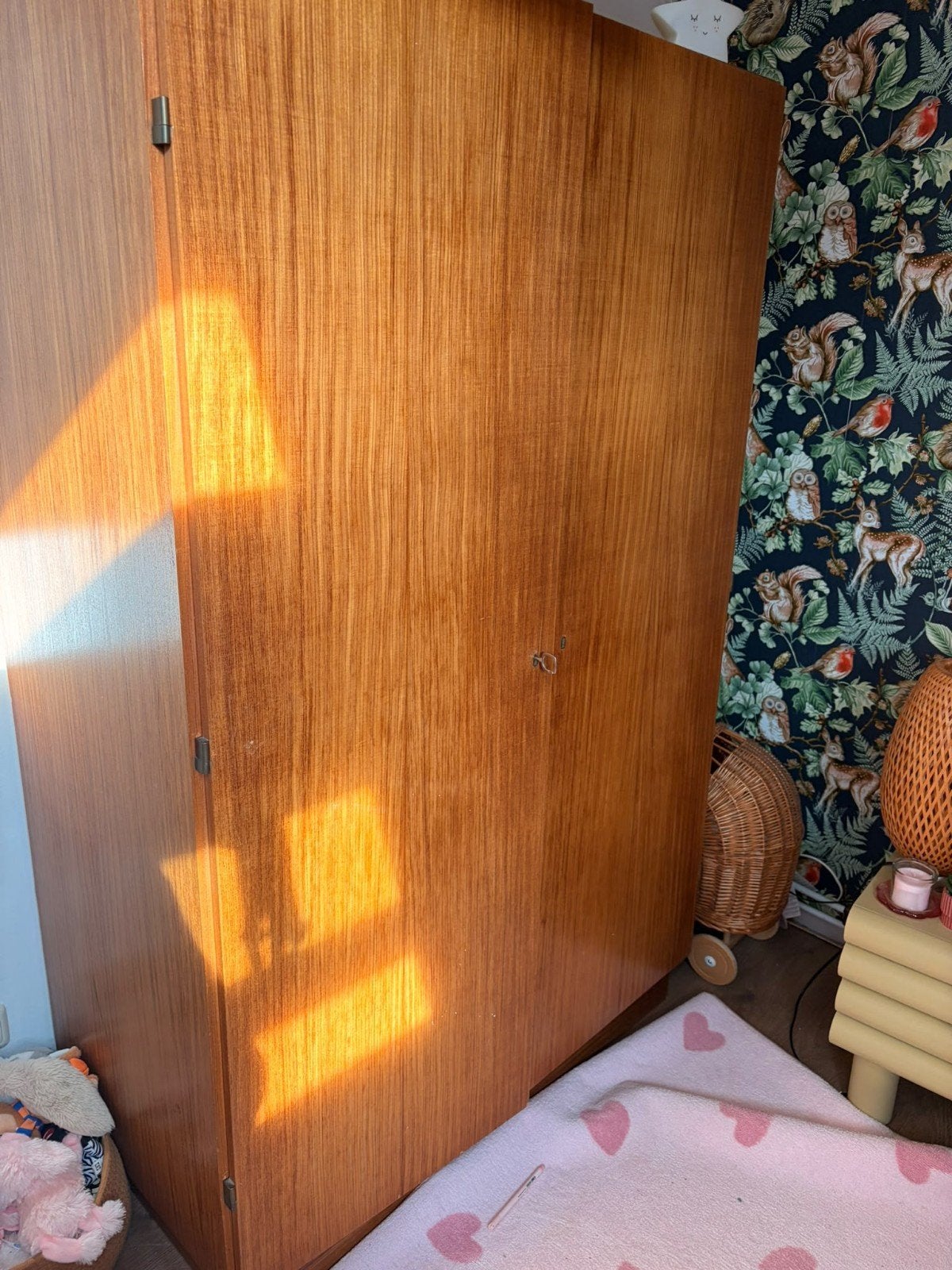 Vintage houten kledingkast met hang- en legruimte, Huis en Inrichting, Ophalen, Met deur(en), Gebruikt, 100 tot 150 cm