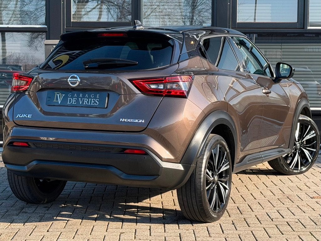 Nissan Juke 1.0 DIG-T N-Design Aut ACC Camera 19 Inch Full O, Auto's, Nissan, Stof, Gebruikt, Bruin, Origineel Nederlands