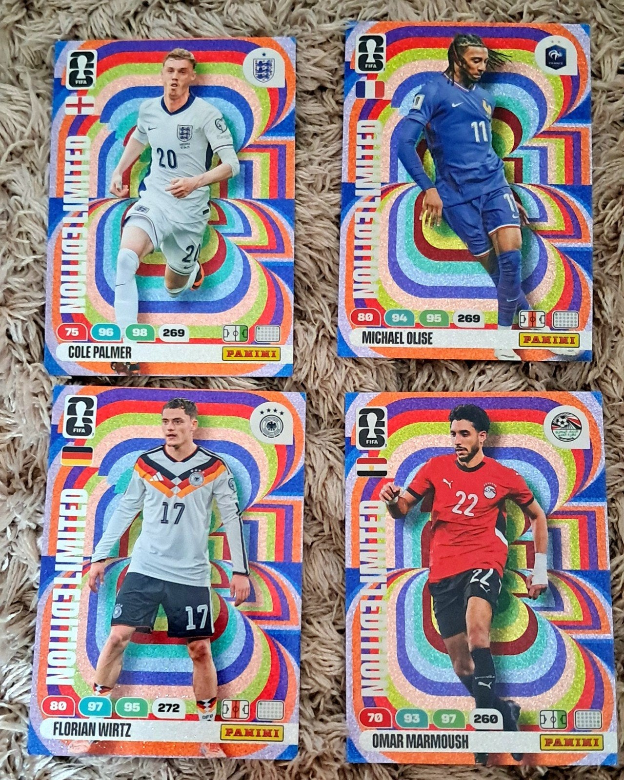 Panini Adrenalyn  Limited Edition Kaarten (4 stuks), Hobby en Vrije tijd, Stickers en Plaatjes, Ophalen of Verzenden, Zo goed als nieuw