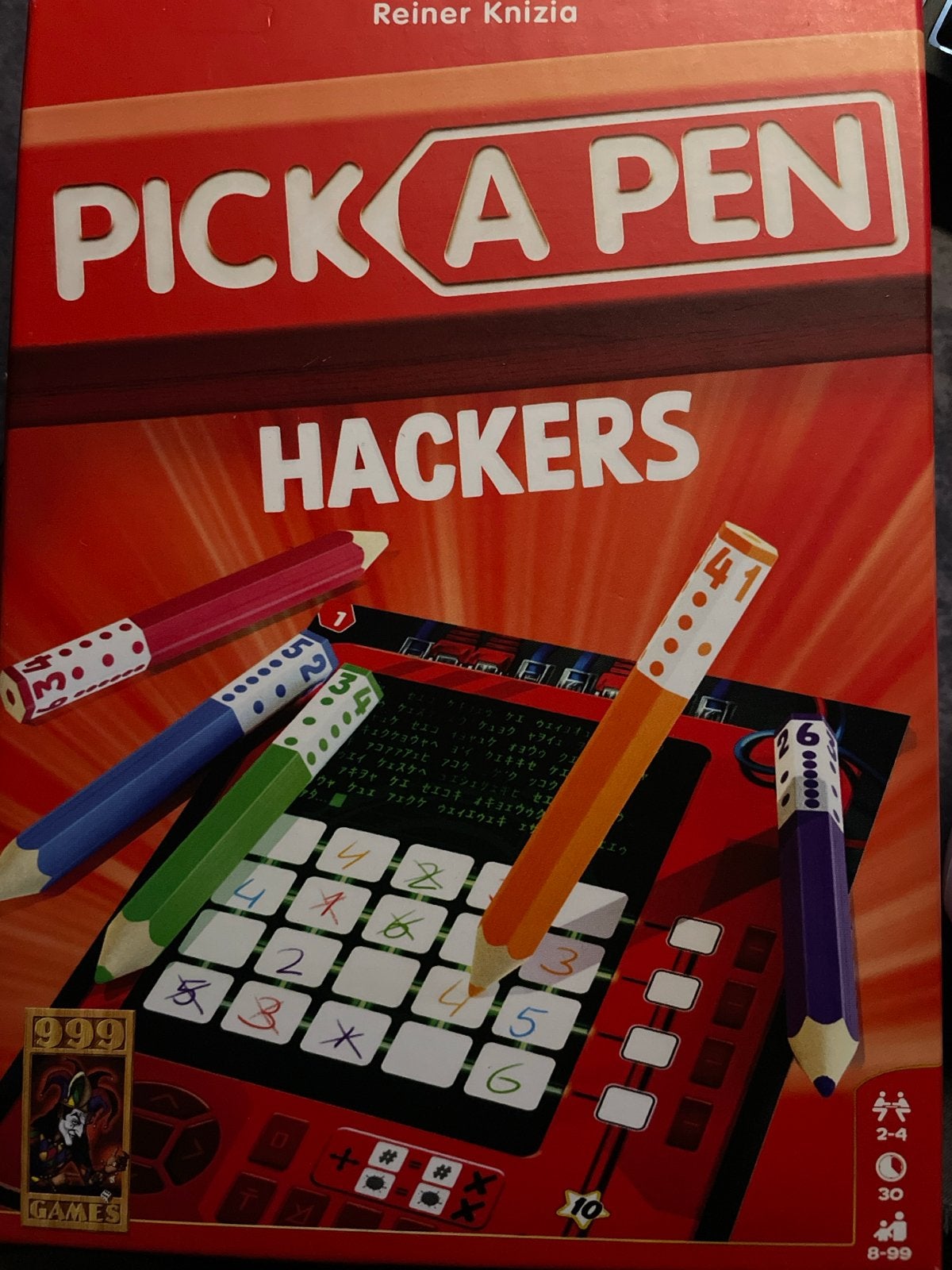Pick a Pen: Hackers - Strategisch dobbelspel, Een of twee spelers, Ophalen, Zo goed als nieuw