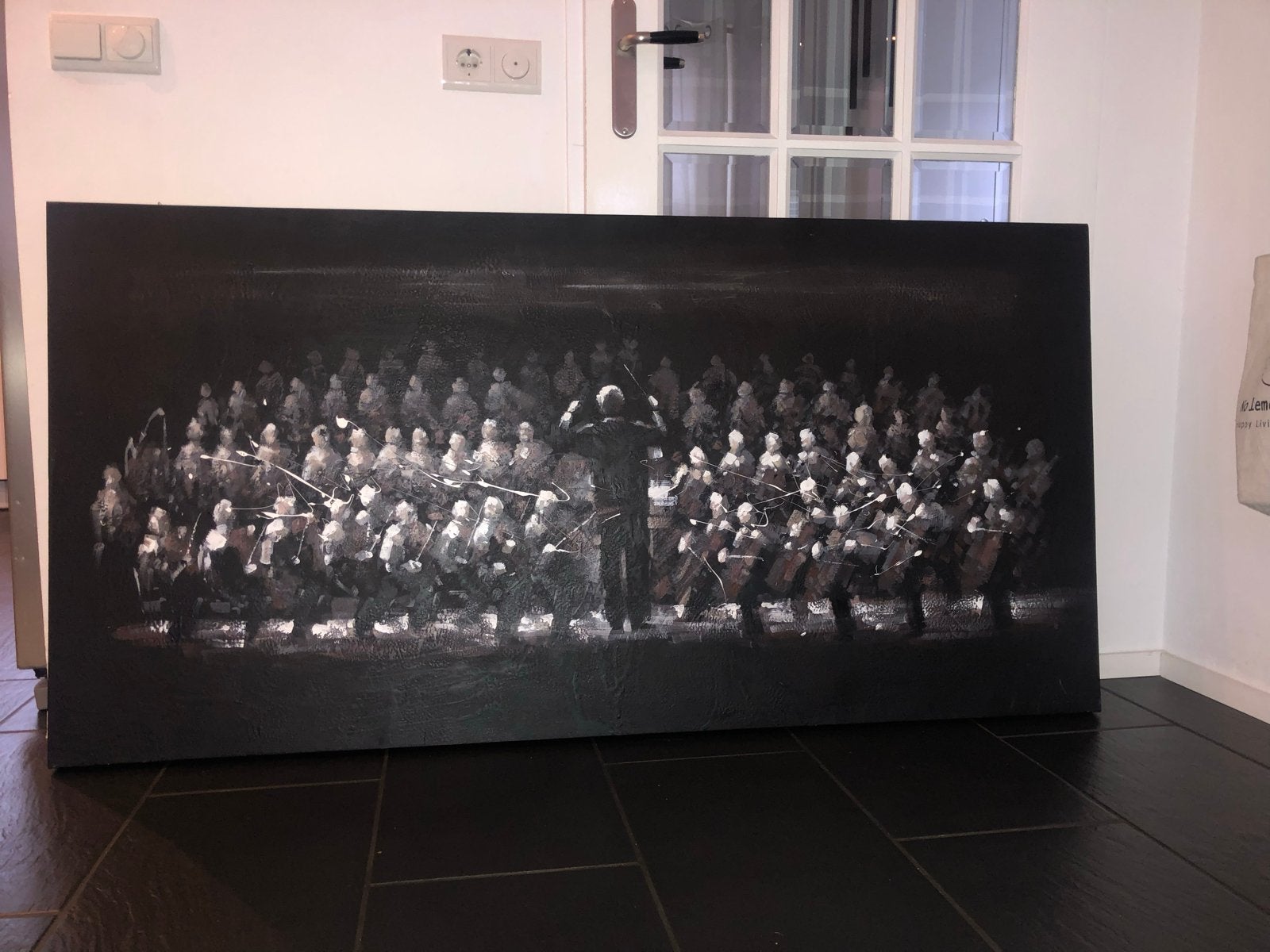 Schilderij canvas orkest dirigent Lifestyle Home Collection, Acrylverf, Ophalen of Verzenden, Muziek, Op houten frame