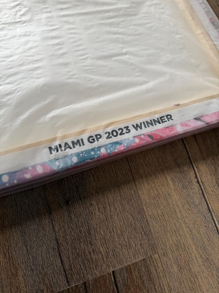 Officieel Max Verstappen Miami Canvas schilderij, Ophalen of Verzenden, Nieuw, Formule 1